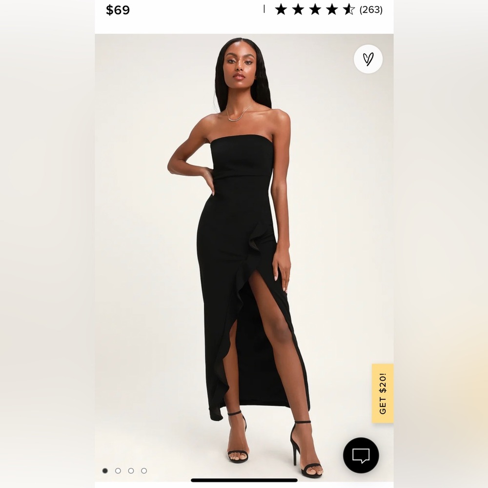 Lulus After Hours Black Strapless Ruffle Maxi Dress